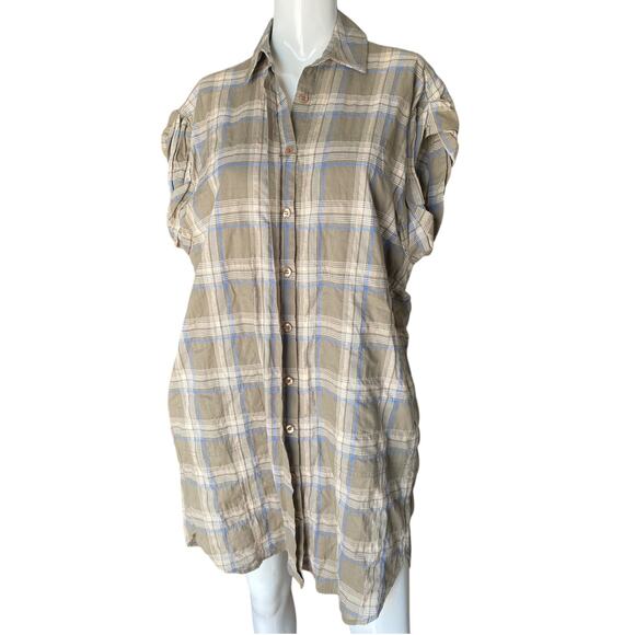 Pharaoh Collection Japanese Plaid Button Dress Size 2/Medium - Picture 1 of 8